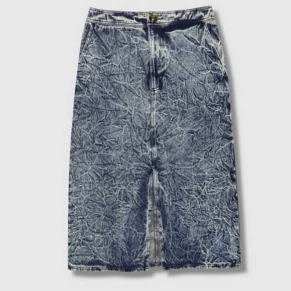 Who What Wear Acid Wash Denim Midi Skirt - Picture 1 of 3